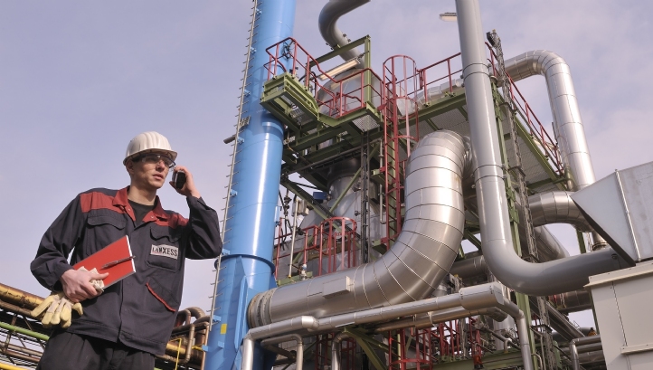 At its site in Krefeld, Germany, Lanxess manufactures specialty chemicals, high-performance plastics, and pigments.